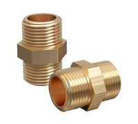 YOUZMY 2 pezzi doppio capezzolo 1/2 pollice,doppio nipplo esagonale 1/2" AG/AG,filettatura maschio in ottone(Ø 20mm) Raccordi filettati in ottone,adatto per acqua potabile e collegamento di tubi ecc