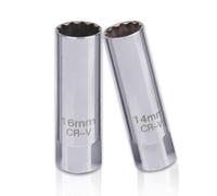 YOUZMY 2 pz da di Chiavi per Candele,Chiave per Candele da 14 mm e Chiave per Candele da 16 mm,Chiave a Bussola per Candele a Parete Sottile da 3/8 di Pollice,Design a 12 Punti,per Auto,Moto (14+16A)