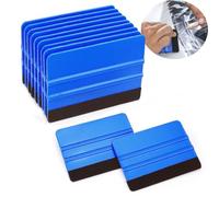 Youzzei - 10 spatole per pellicola, 9,7 x 7 cm, con bordo in feltro, raschietto in plastica con bordo in feltro, adesivo da parete, pellicola per finestre, per auto, colore blu