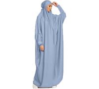 YOVALO Donne Elegante Musulmano Hijab Abbigliamento Islam Dubai Abaya Abito da preghiera tinta unita sciolto Abito da preghiera monopezzo Copertura Completa Musulmana Moda Manica Pipistrello Jilbab