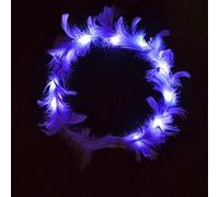 YOVECATHOU Ghirlanda di piume a LED, fascia luminosa con angelo e aureola, per ragazze e donne, cosplay, Halloween, vacanze (viola)
