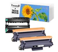 Yowell 2 X TN2510XL e 1 X DR2510 tamburo compatibile con Brother TN2510XL DR-2510 Drum Unit per Brother HL-L2400DW HL-L2445DW DCP-L2660DW DCP-2620DW MFC-L2800DW MFC-2835DW