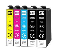 Yowell 5 cartucce d'inchiostro 407XL compatibili con Epson 407 XL per Workforce Pro WF-4745 WF-4745DTWF
