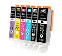 Yowell 580XL 581XL Cartucce per Canon PGI-580 CLI-581 Multipack 581 Pb per Canon TS8350 Cartucce per PIXMA TS8350 TS8351 TS8352 TS8150 TS8151 TS8250 TS8251 TS8252 TS9150, Confezione da 6