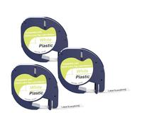 Yowell Label Tape - 3 etichette compatibili con Dymo Letratag 12 mm x 4 m, nastro compatibile con Dymo Letratag 200B LT-100H XR LT-100T, nero su bianco