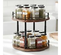 Yowikuw Lazy Susan portaspice a 2 ripiani in legno, girevole