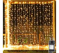 yowin 2 Pezzi Tenda Luminosa Natale 300 LED 3x3m Luci Natale Esterno con Spina, Timer, 8 Modalità Addobbi Natalizi Impermeabile Cascata Luci per Balcone Festa Interno Esterno Decorazioni