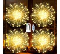 yowin 4 x 120 LED Fuochi d'artificio Luci USB Alimentato, 8 Modalità Filo di Rame Luci Stringa con Telecomando, Timer, Impermeabile Luci di Natale per Interni Decorazioni Esterne (Bianco Caldo)