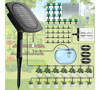 Yowin Irrigatore Automatico per Vasi ad Energia Solare, Irrigazione a Goccia con 12 Timer, 15M Tubo, 15 Irrigatori, Anti-sifone, Irrigazione Piante Vacanza per Giardino Terrazzo Balcone Esterno