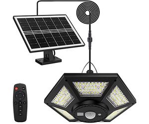 yowin Lampada Solare da Esterno ed Interno 180 LED Lampada | Sospensione Solare con Telecomando, 5 Modalità IP65 Impermeabile Lampada Solare con Sensore per Giardino Agriturismo Balcone