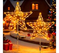 Yowin Luci Natale Esterno Solare 2 Pezzi 75 LED Stella di Natale, Luci Natalizie con Pannello Solare Impermeabile IP65 Addobbi Natalizi per Esterno Giardino Balcone Decorazioni Natalizie