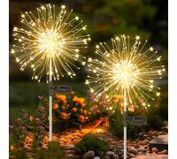 yowin Luci solari di Natale per esterni, 2 pezzi, 150 LED, decorazione natalizia, 8 modalità, fuochi d'artificio, luci da giardino, impermeabili, per balcone, fioriera