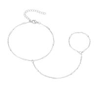 Yowivon Bracciale a Catena in Argento con Anello per Donna, Catena a Collegamento in Argento, Delicati Bracciali Impilabili con Anelli, Gioielli alla Moda Regolabili e Ipoallergenici da Regalare