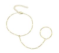 Yowivon Bracciale a Catena in Oro con Anello per Donna, Catena a Collegamento Placcata in Oro 14K, Delicati Bracciali Impilabili con Anelli, Gioielli alla Moda Regolabili e Ipoallergenici da Regalare