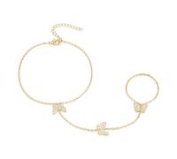 Yowivon Bracciale a Catena in Oro con Anello per Donna, Catena a Collegamento Placcata in Oro 14K, Delicati Bracciali Impilabili con Anelli, Gioielli alla Moda Regolabili e Ipoallergenici da Regalare