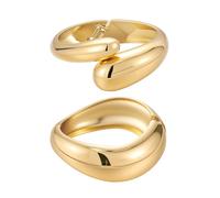 Yowivon Braccialetti Rigidi d'Oro per Donna, Set di 2 Bracciali a Goccia, Bracciali Impilabili con Cerniera, Polsino in Grassetto Non Appannato, Regalo di Gioielli per Natale/San Valentino/Compleanno