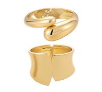 Yowivon Braccialetti Rigidi d'Oro per Donna, Set di 2 Bracciali a Goccia, Bracciali Impilabili con Cerniera, Polsino Spesso Non Appannato, Regalo di Gioielli per Natale/San Valentino/Compleanno