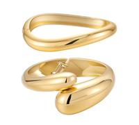 Yowivon Braccialetti Rigidi d'Oro per Donna, Set di 2 Bracciali a Goccia, Bracciali Irregolari e Impilabili con Cerniera, Polsino Non Appannato, Regalo di Gioielli per Natale/San Valentino/Compleanno