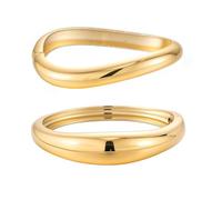 Yowivon Braccialetti Rigidi d'Oro per Donna, Set di 2 Bracciali a Goccia Fine, Bracciali Irregolari e Impilabili con Cerniera, Polsino Non Appannato, Regalo di Gioielli per Natale/Compleanno