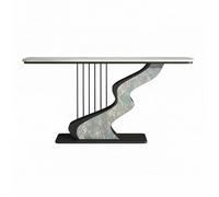 YOWLLXOF Consolle Ingresso di Lusso in Pietra sinterizzata, Consolle Stretta Moderno con Base Artistica a Forma di S, Salvaspazio,per Soggiorno e anticamera(Black Green,39.4in)