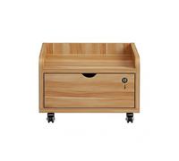 YOWLLXOF Supporto per Stampante sotto scrivania Mobile con 2 cassetti Chiusi a Chiave, ripiano Aperto e scorrevoli silenziosi, in Legno, per Piccoli spazi(Wood,19.6 * 10.2in)