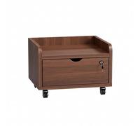 YOWLLXOF Supporto per Stampante sotto scrivania Mobile con 2 cassetti Chiusi a Chiave, ripiano Aperto e scorrevoli silenziosi, in Legno, per Piccoli spazi(Walnut,18.1 * 10.2in)