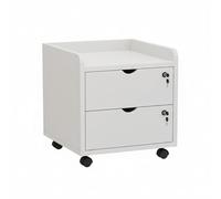 YOWLLXOF Supporto per Stampante sotto scrivania Mobile con 2 cassetti Chiusi a Chiave, ripiano Aperto e scorrevoli silenziosi, in Legno, per Piccoli spazi(White,18.1 * 17.7in)