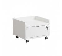 YOWLLXOF Supporto per Stampante sotto scrivania Mobile con 2 cassetti Chiusi a Chiave, ripiano Aperto e scorrevoli silenziosi, in Legno, per Piccoli spazi(White,18.1 * 10.2in)