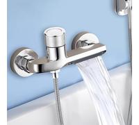 Yowmina Rubinetto Vasca Doccia Termostatico a Parete, Bocca a Cascata Rubinetto per Doccia, Corpo in Ottone Cromato, Maniglia Regolabile, Standard G1/2 per Bagno Moderno