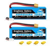 Yowoo 2 Pack 3S Batteria Lipo 4000mAh 100C 11,1V Grafene Batteria con Connectore spina XT60 per RC Elicottero Aereo Auto Barca Camion Barca (EC3 / Deans/Trx/Tamiya)