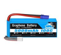 YOWOO Grphene batteria 6S 5000mAh 22.2V 100C Lipo Batteria con EC5 Plug per Mikado LOGO500, Align T-REX 550 600E 700E GAUI X5 Outrage 550 Hirobo SDX Multirotors EDF Jets 600 700 Dimensioni elicotteri