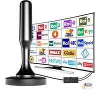 Yowrepu Antenna TV Interna, Antenna TV Interna HDTV Digitale 500KM Amplificata con Base Magnetica/Amplificatore di Segnale Support 4K HD/1080P per Smart Televisione, Cavo Coassiale 5m