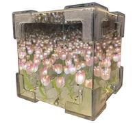 Yoyakie 1 Set Lampada a Specchio 4x4in Simpatico cubo Forma Fai-da-Te la Luce Notturna Romantica Infinita per la Camera da Letto 1 Lampada a Specchio