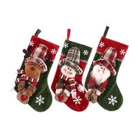 Yoyakie Calze di Natale 3pcs - Babbo Natale, Pupazzo di Neve, Disegni di Renne - Morbido Arredamento di Alberi soffice Calze di in Massa