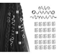YOYEAH 28 pezzi di accessori per capelli pirati argentati a clip per dreadlocks e trecce, accessori per capelli pirati per uomo e donna