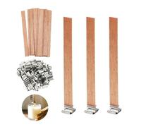 YOYEAH 80 stoppini in legno per candele - stoppini in legno naturale con 40 supporti in ferro per una facile irrigazione delle candele - candele fai da te con stoppino in legno - lunghezza 130 mm