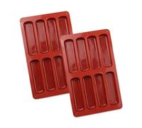 YOYEAH Set di 2 stampi in silicone per barrette - 8 stampi rettangolari antiaderenti in silicone per cioccolato, brownies, cheesecake, pane e molto altro ancora