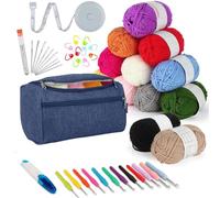 YOYEAH Set di 46 uncinetti per principianti con 12 colori, set di uncinetti ergonomici da 2 a 8 mm, blu navy e accessori, set di ganci per lavorare a maglia e all'uncinetto