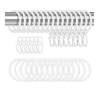 YOYEAH Set di 50 ganci per tende e anelli - Anelli per tende con ganci in plastica per finestre, porte e tende da doccia - Anelli per tende con clip per anelli inclusi - diametro interno 30 mm bianco