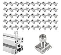 YOYEAH Set di 50 pietre scanalate M5, in acciaio al carbonio, dado a T M5, pietre scanalate a T M5 e viti a esagono incassato, compatibili con profili in alluminio (M8-10 pezzi)