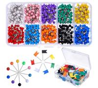 YOYEAH Set di 700 spilli colorati con scatola portaoggetti, aghi a testa tonda | Bandiere di marcatura, grandi 1/8 pollici per fai da te, carte da parete, bacheca | spille per bacheca