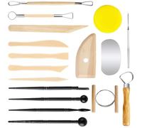 YOYEAH Set di attrezzi per modellazione, set di 17 pezzi, in legno di alta qualità e acciaio inossidabile, utensili per ceramica e argilla, adatti per argilla, ceramica, scultura, progetti artistici e
