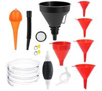YOYEAH Set di imbuti di riempimento con pompa a mano e tubo rimovibile - 8 imbuti di benzina e olio per auto, officina e cucina con filtro e assorbitore di olio - versatile e durevole