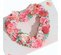 YOYOKIT Biglietti pop-up 3D, elegante design a forma di cuore rosa, biglietti di auguri con fiori, biglietto regalo ideale per compleanno, festa della mamma, anniversario, San Valentino, mamma, donne