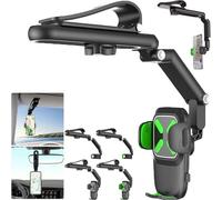 Yoyoway 360 Car Phone Holder, 1080° Multifunctional Sun Visor 360 Phone Holder, Rotatable and Retractable, Multi Function Sun Visor Phone Mount Compatible with Most Cell Phones (Green B)