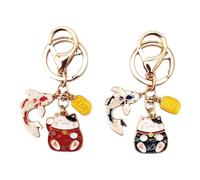 YOYUMI Keyrings Portachiavi Lucky Cat Portachiavi Koi Car Key Ciondolo Piccolo Regalo Borsa In Lega Ornamento Accessori Rosso Blu 2 Pz