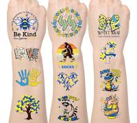 Yoyuspy Tatuaggi temporanei per la consapevolezza della sindrome di Down, oltre 200 decorazioni per la sensibilizzazione sulla sindrome di Down, forniture per feste, nastro blu giallo adesivo per