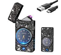 YOZWOO Accendino elettrico USB ricaricabile Accendino antivento a candela senza fiamma Accendino ad arco al plasma con torcia LED per barbecue all'aperto, escursioni, campeggio (Nero-Drago)