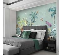 YOZYOOOZ Carta da parati autoadesiva 3D con piante tropicali, fiori e uccelli dipinti a mano, adatta per gli inquilini, adatta per la decorazione artistica della camera da letto e del soggiorno.