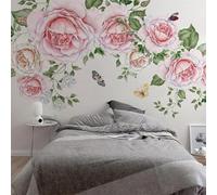 YOZYOOOZ Carta da parati autoadesiva 3D con rose e farfalle in stile pastorale dipinta a mano, adatta per gli inquilini, adatta per la decorazione artistica della camera da letto e del soggiorno.